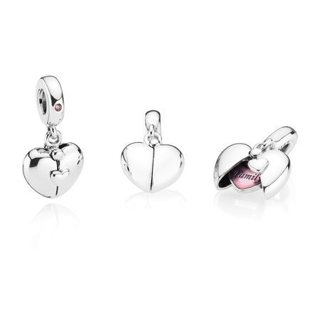 Family Locket Dangle Pink Crystal Charm