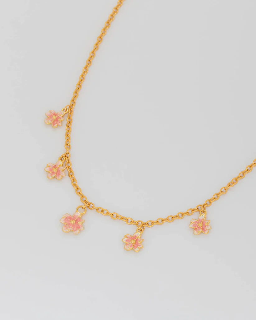 Collar Multichars Mini Flores Rosa