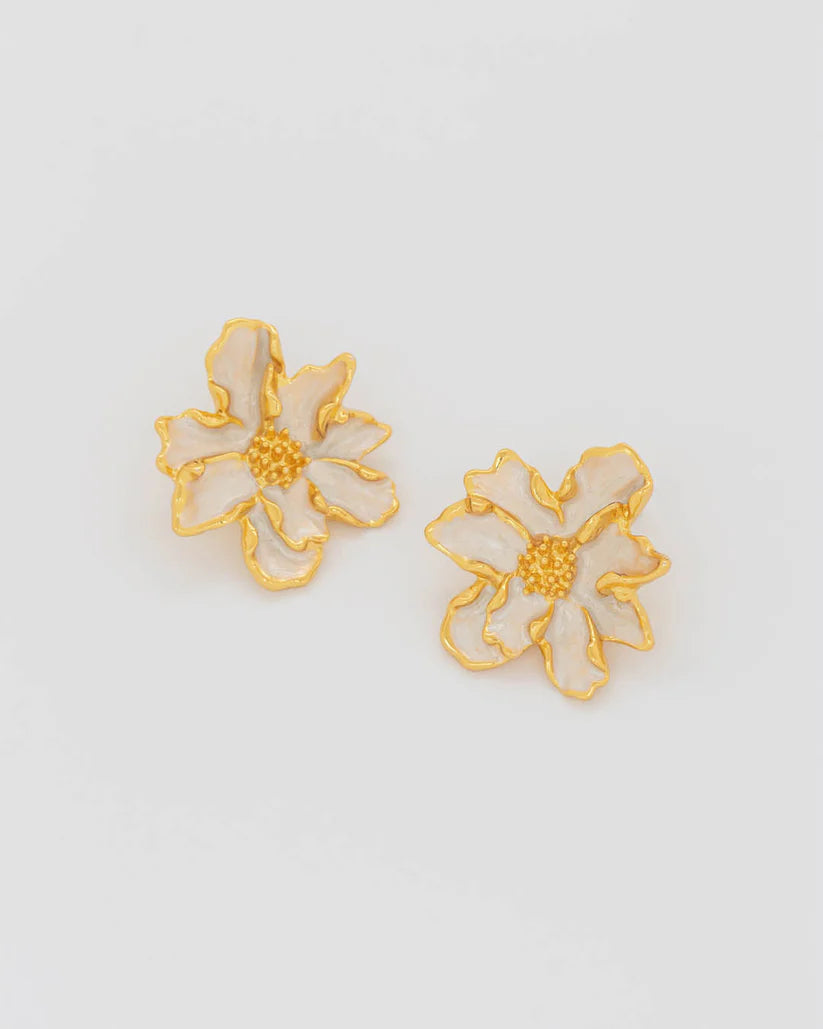 Arete Maxi Flor Perlado