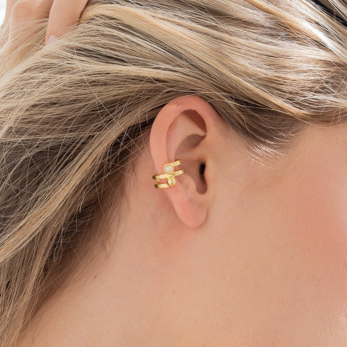 Earcuff Perla Oro