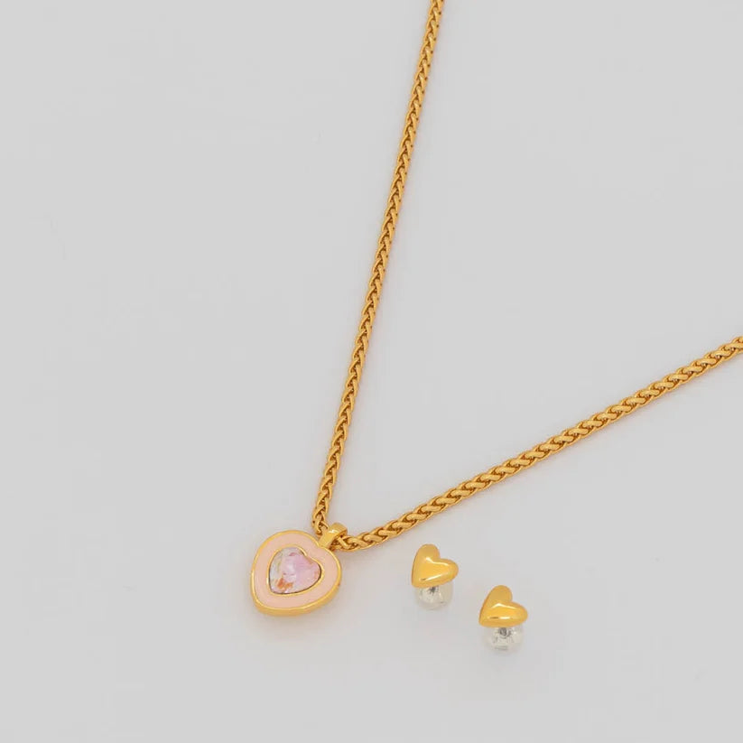 Collar Corazón Cristal Palo Rosa