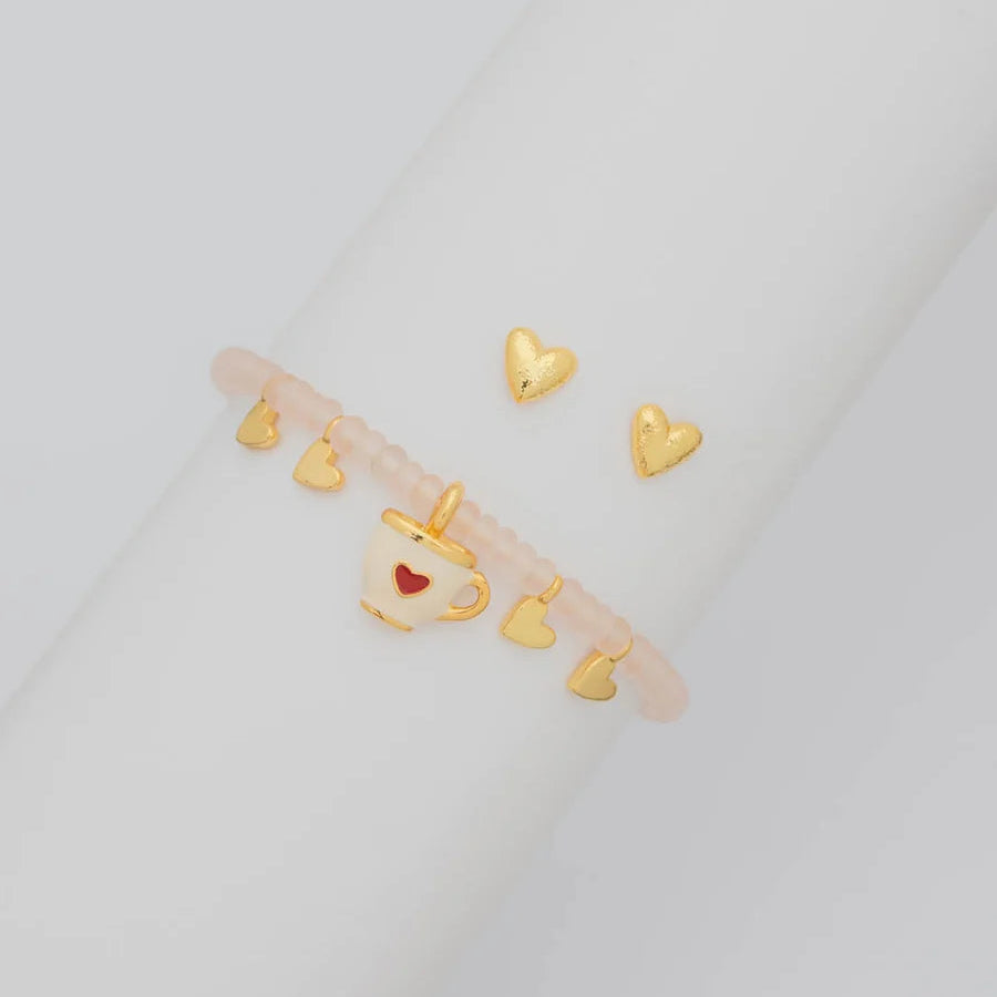 Set Pulsera Taza Mini Corazón + Aretes