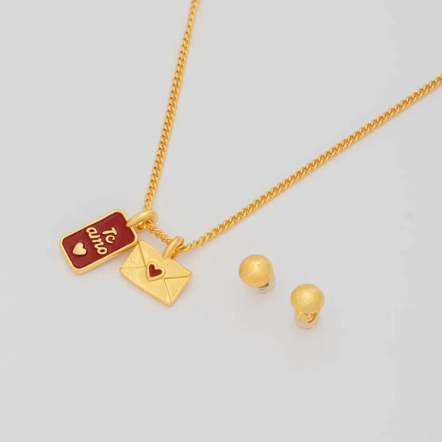 Set Collar Carta TE AMO + Aretes