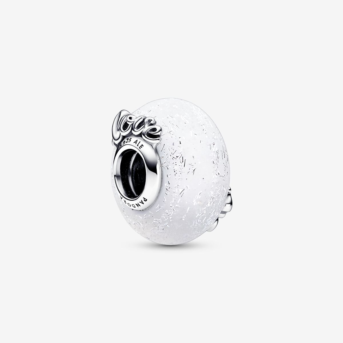Glittery White Murano Glass Mom & Love