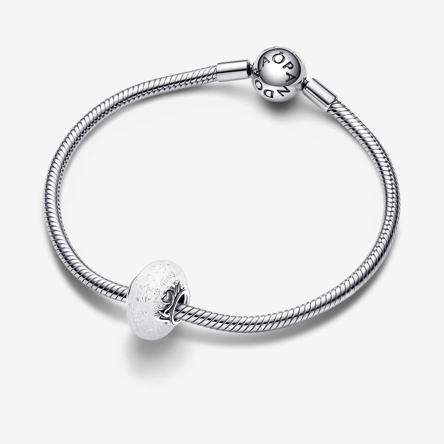 Glittery White Murano Glass Mom & Love