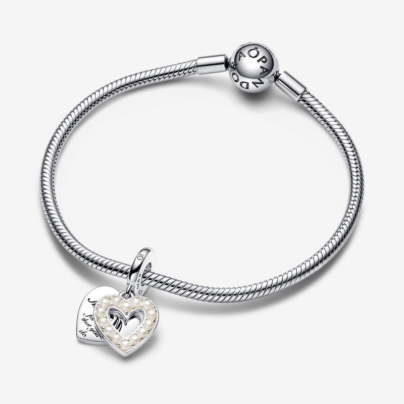 Pearlescent White Heart Double Dangle