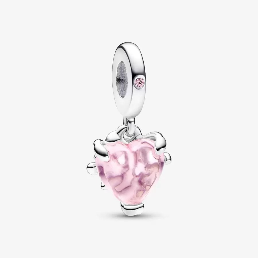 Pink Family Tree & Heart Dangle