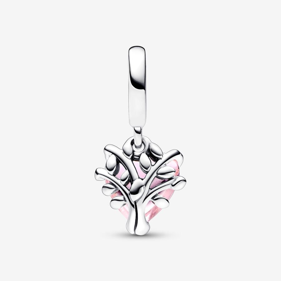 Pink Family Tree & Heart Dangle