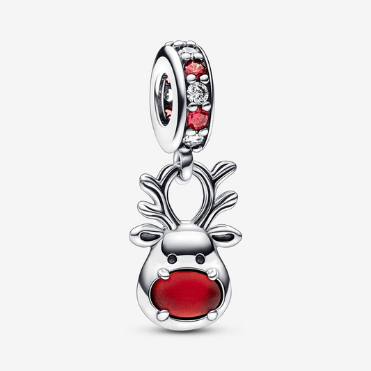 Red Nose Reindeer Murano Dangle
