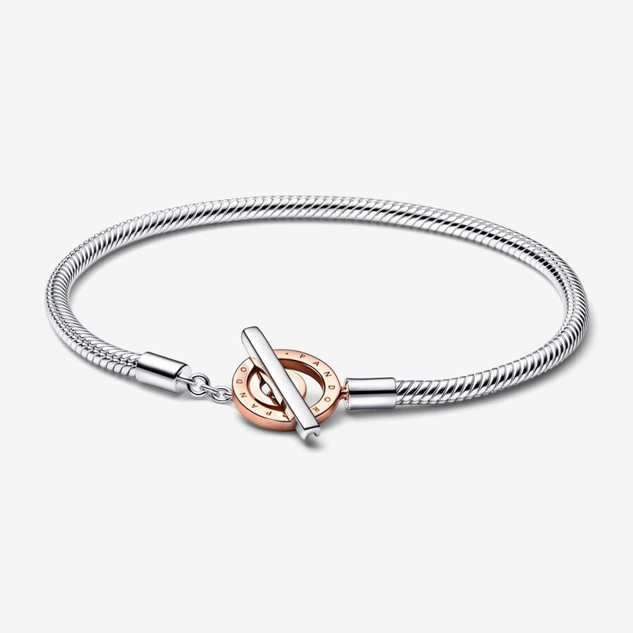 Two-tone Logo T-Bar Snake Chain Bracelet