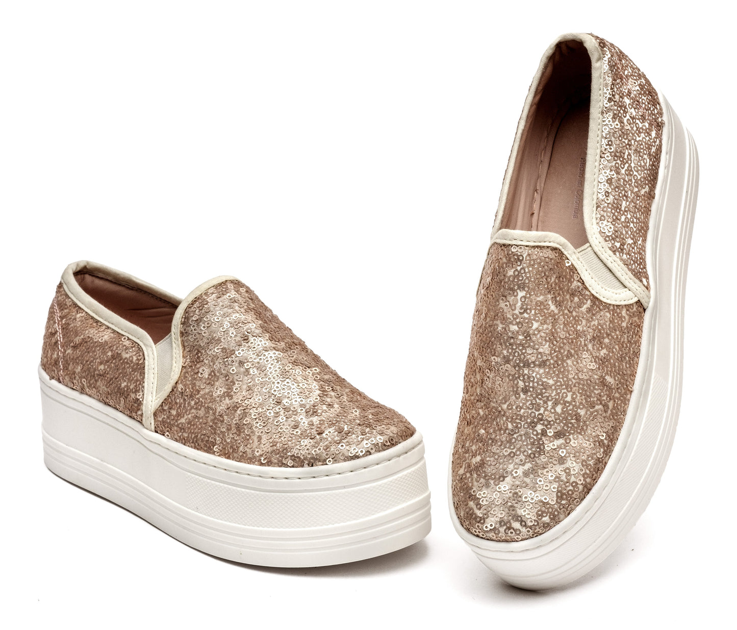 Plataforma Casual Lentejuelas Oro Rosa