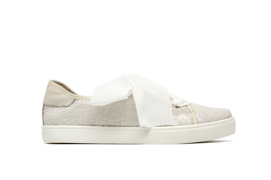 Oliva Tenis Bajo Lentejuelas Vainilla