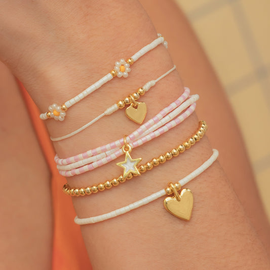 Set X5 Pulseras Margaritas + Aretes