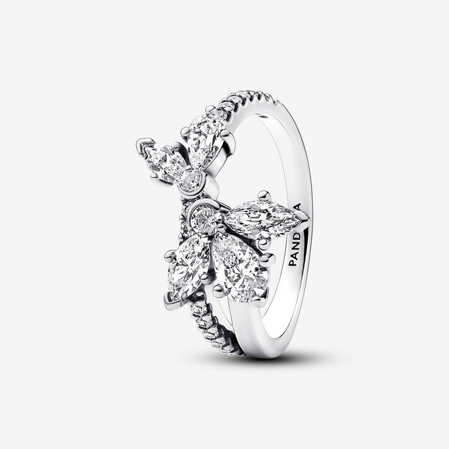 Sparkling Asymmetrical Herbarium Cluster Ring