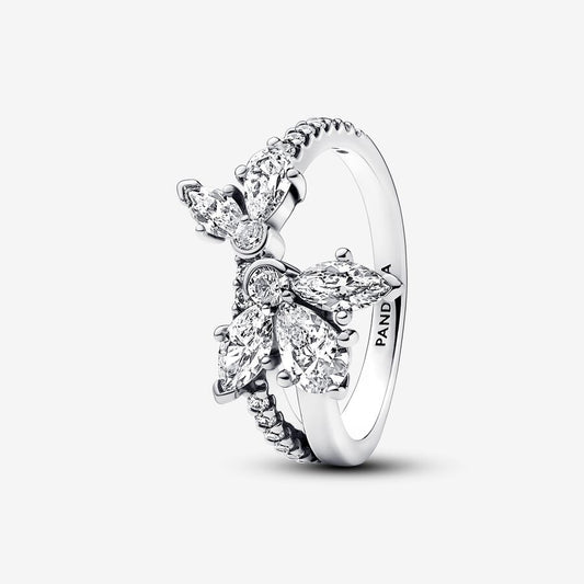 Sparkling Asymmetrical Herbarium Cluster Ring