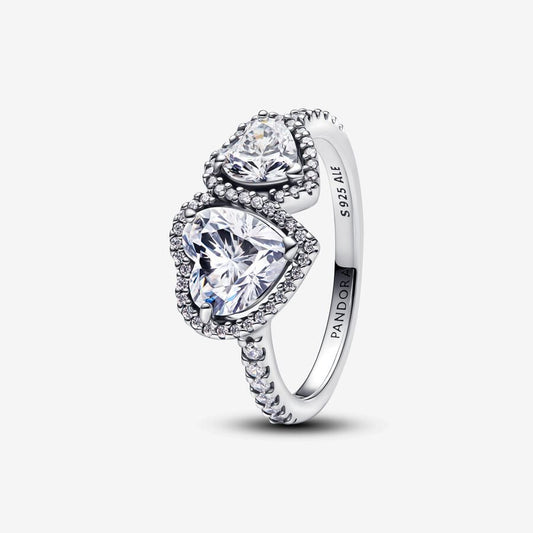 Sparkling Halo Hearts Ring