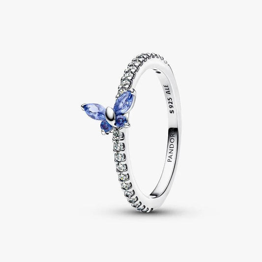 Sparkling Blue Butterfly Ring