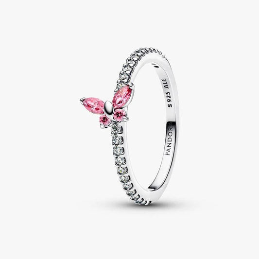 Sparkling Pink Butterfly Ring
