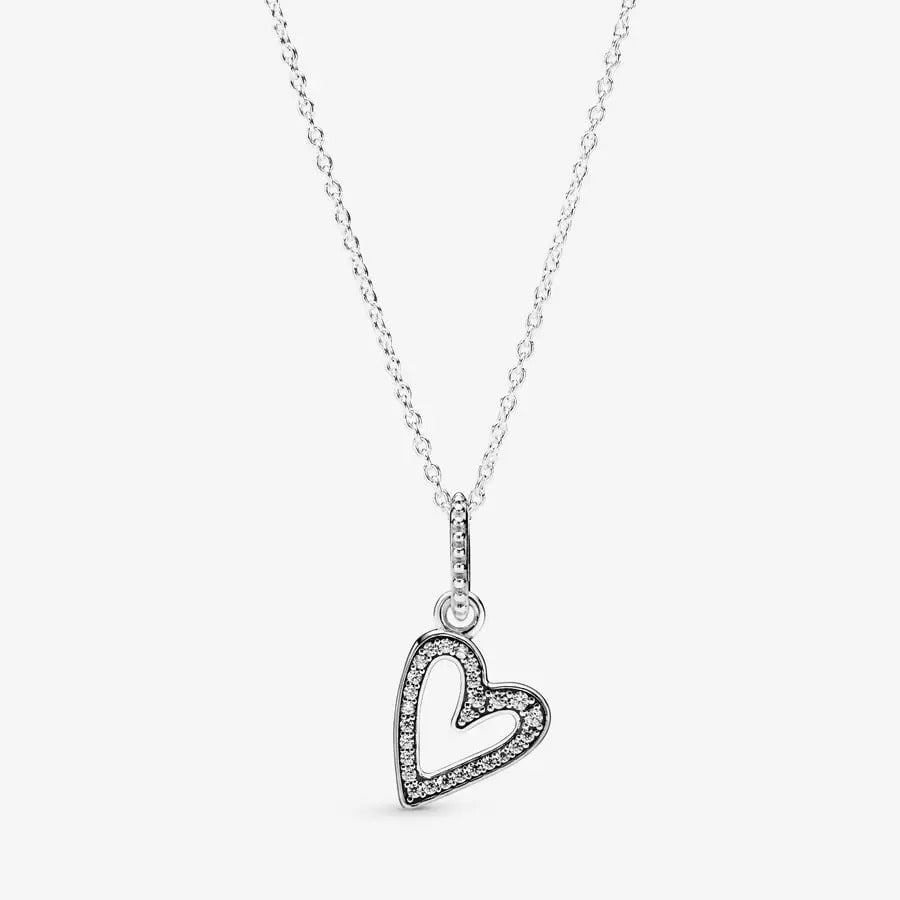 Sparkling Freehand Heart Necklace