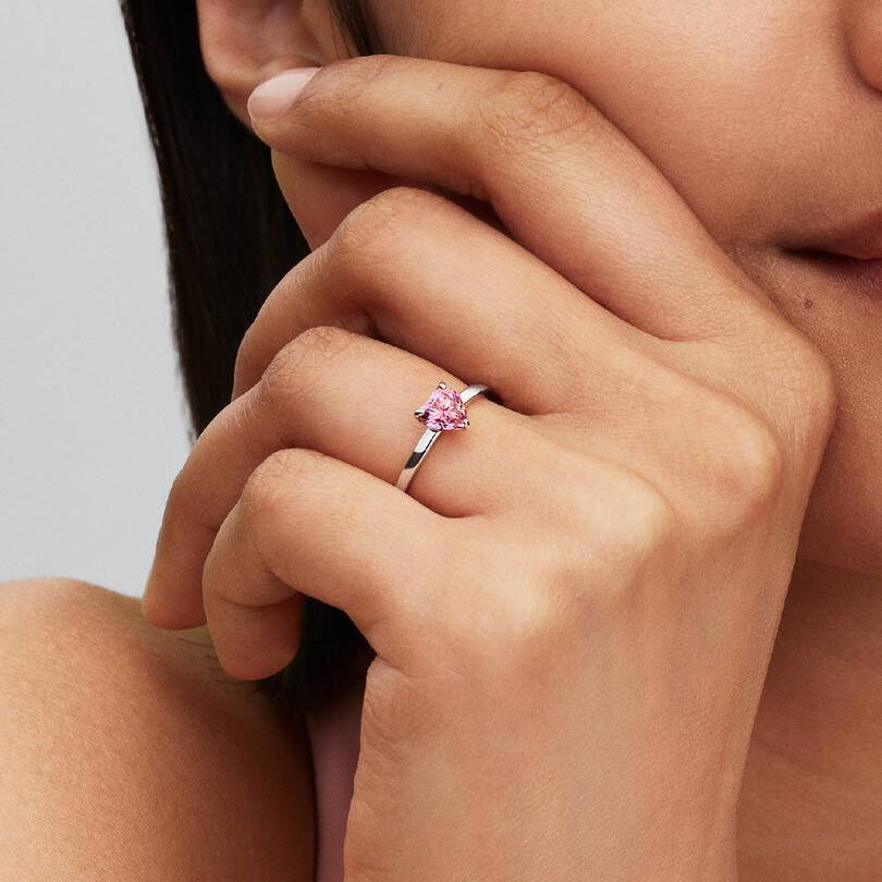 Sparkling Pink Heart Solitaire