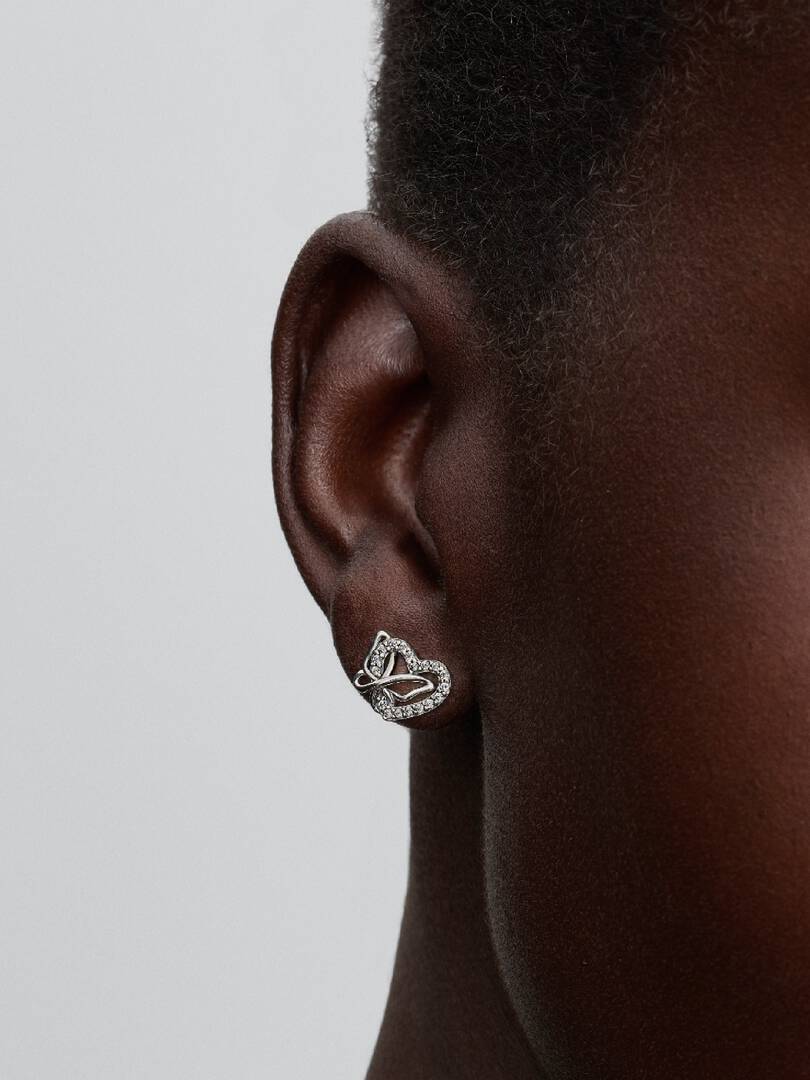 Entwined Heart & Butterfly Stud