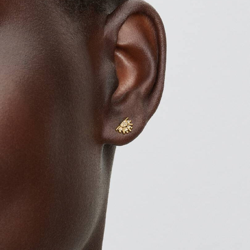 Celestial Sparkling Sun Stud Earrings
