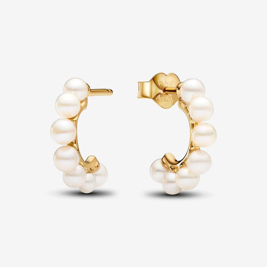 Cultured Pearls Open Hoop Earrings