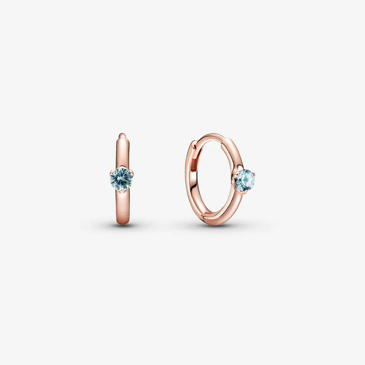 Light Blue Solitaire Huggie Hoop