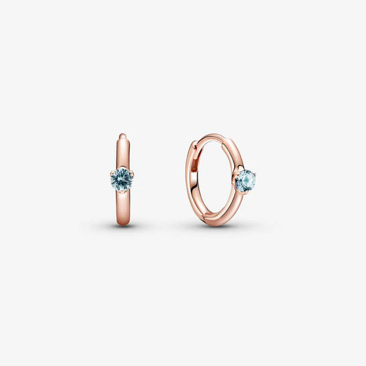 Light Blue Solitaire Huggie Hoop