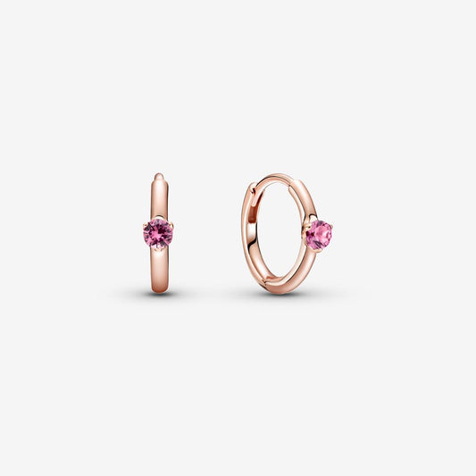 Pink Solitaire Huggie Hoop