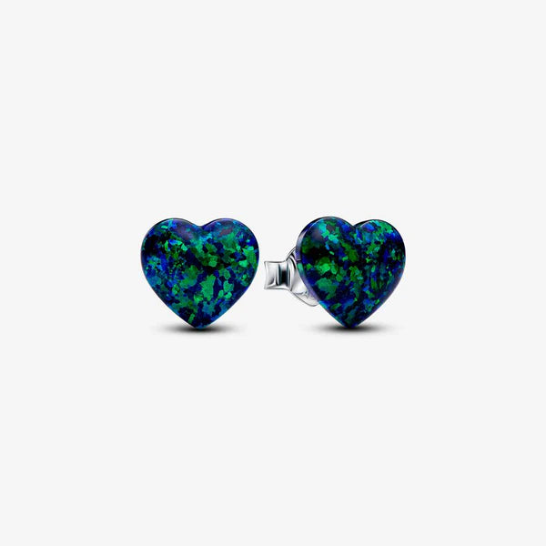 Opalescent Green Heart Stud