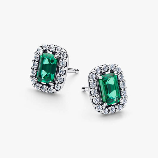 Sparkling Green Rectangular Stud