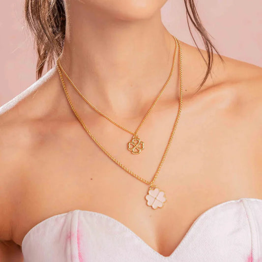 Collar Layering Trebol x2 + Aretes