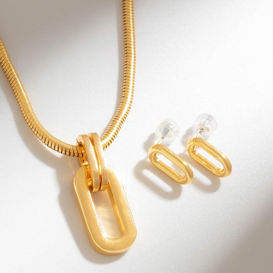 Set collar + Aretes Snake Eslabon