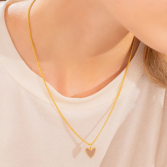 Set Cadena + Aretes Corazón Moca