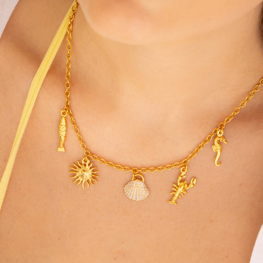Collar Multicharms Verano + Aretes