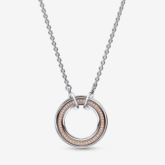 Two tone Logo & Pavé Necklace