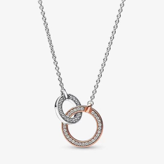 Two tone Intertwined Circles Necklace