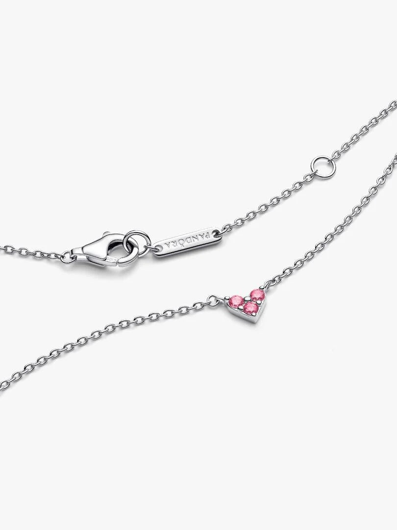 Triple Stone Pink Heart Collier