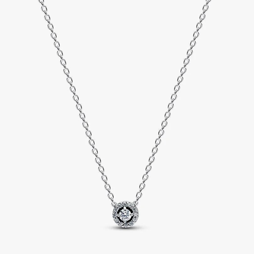 Round Pavé Halo Collier Necklace
