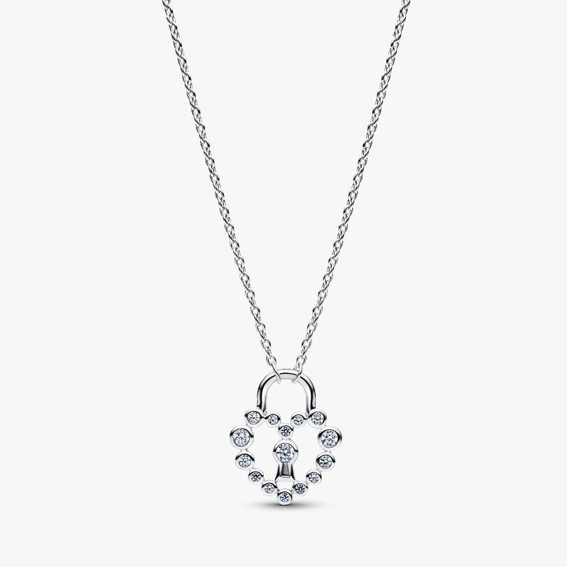 Sparkling Heart Padlock Pendant