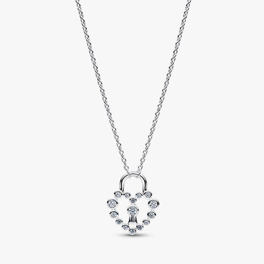 Sparkling Heart Padlock Pendant