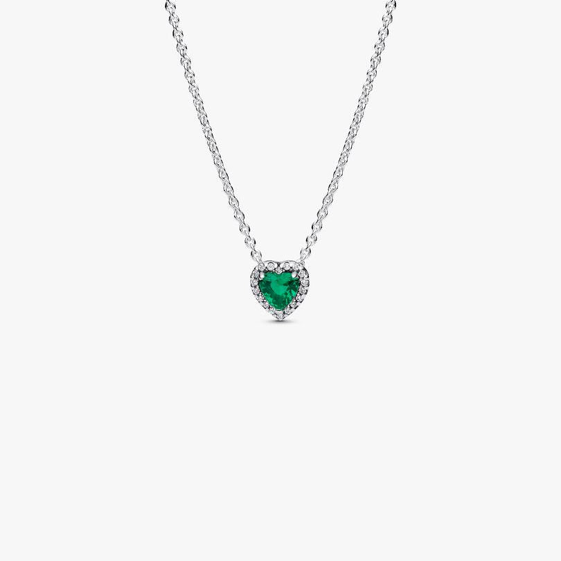 Elevated Green Heart Necklace