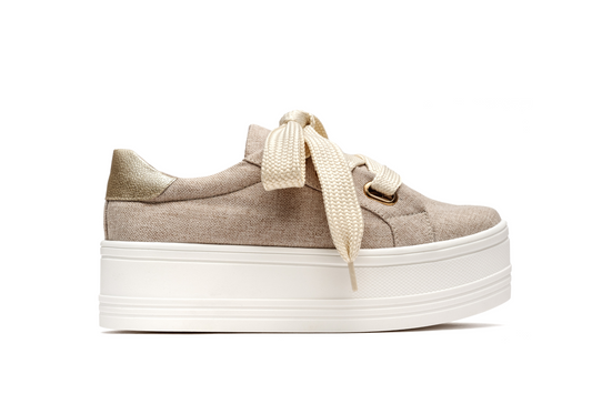Tenis Plataforma Textl Beige