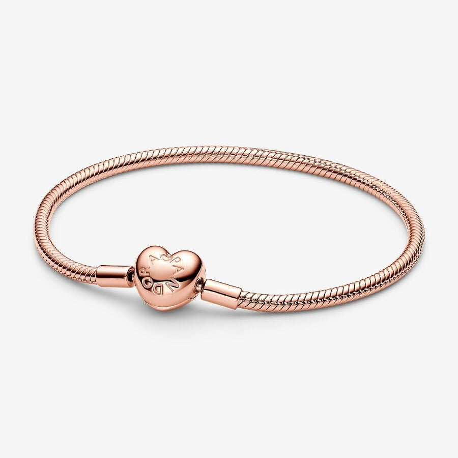 Moments Heart Clasp Snake Chain Rose