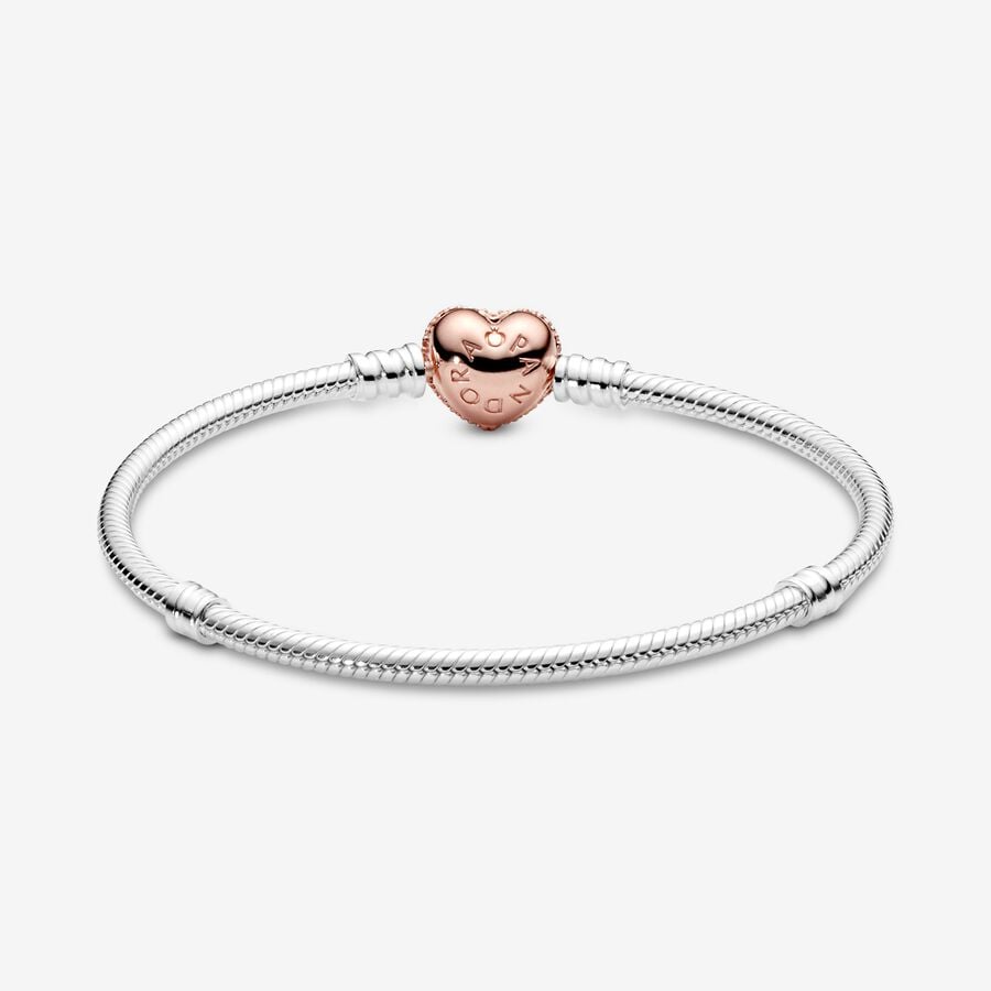 Pave Heart Rose Bracelet