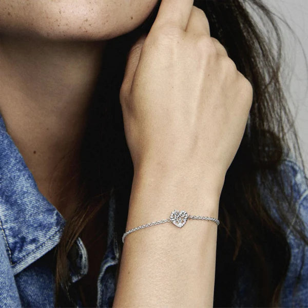 Heart Family Tree Chain Bracelet