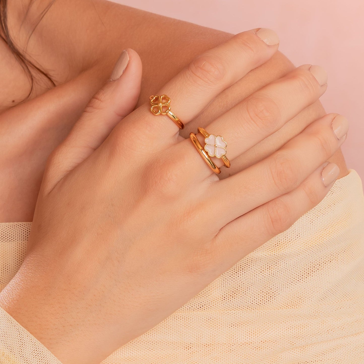 Set x3 Anillos Trebol Talla 7