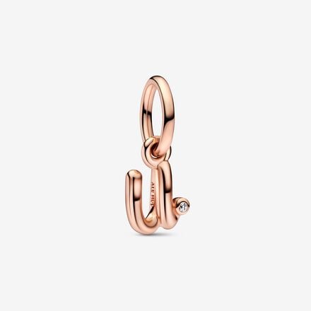 Letter U Script Alphabet Dangle Charm