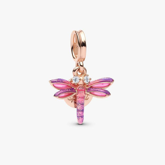 Dragonfly Double Dangle Pink